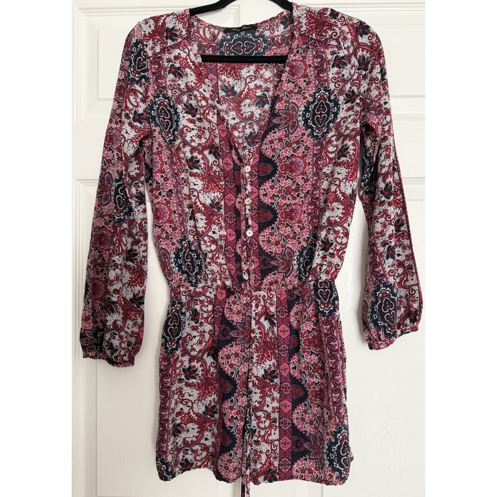 Honey Punch Pink Boho Paisley Long Sleeve Romper‎ - Size S Festival